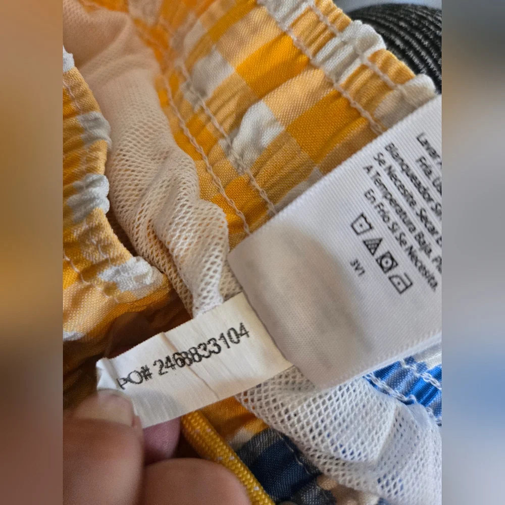 Boy's Wonder Nation Yellow Blue Gingham Seersucker Swim Trunks Size 8 - Picture 11 of 11